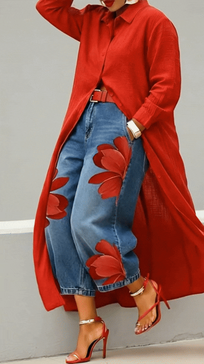 The Elara™ Floral Denim Set