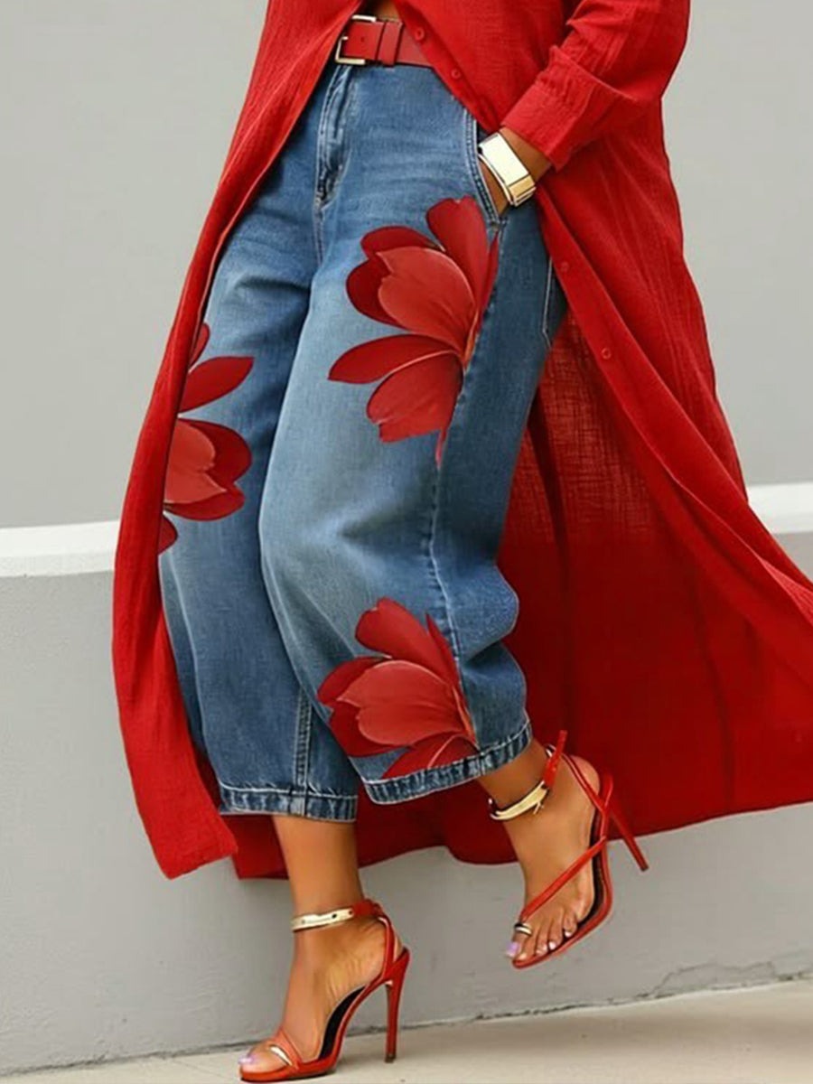 The Elara™ Floral Denim Set