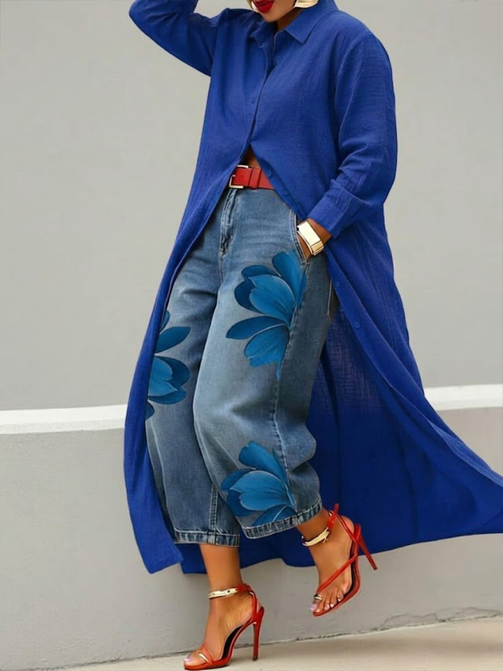 The Elara™ Floral Denim Set