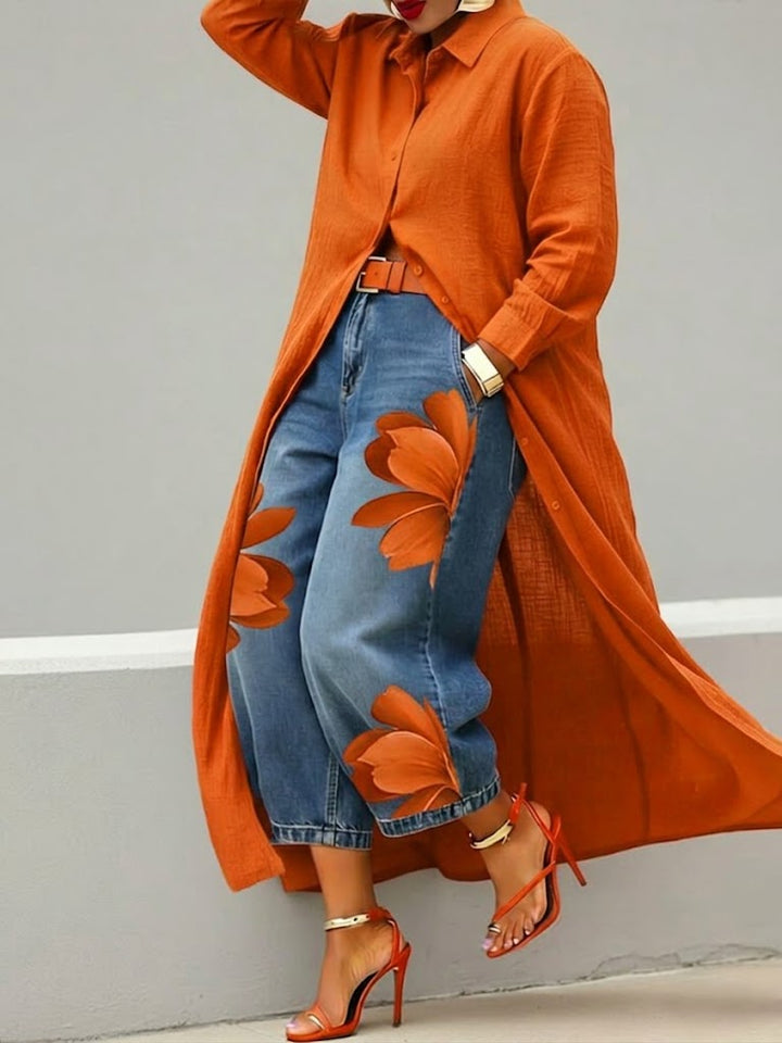 The Elara™ Floral Denim Set