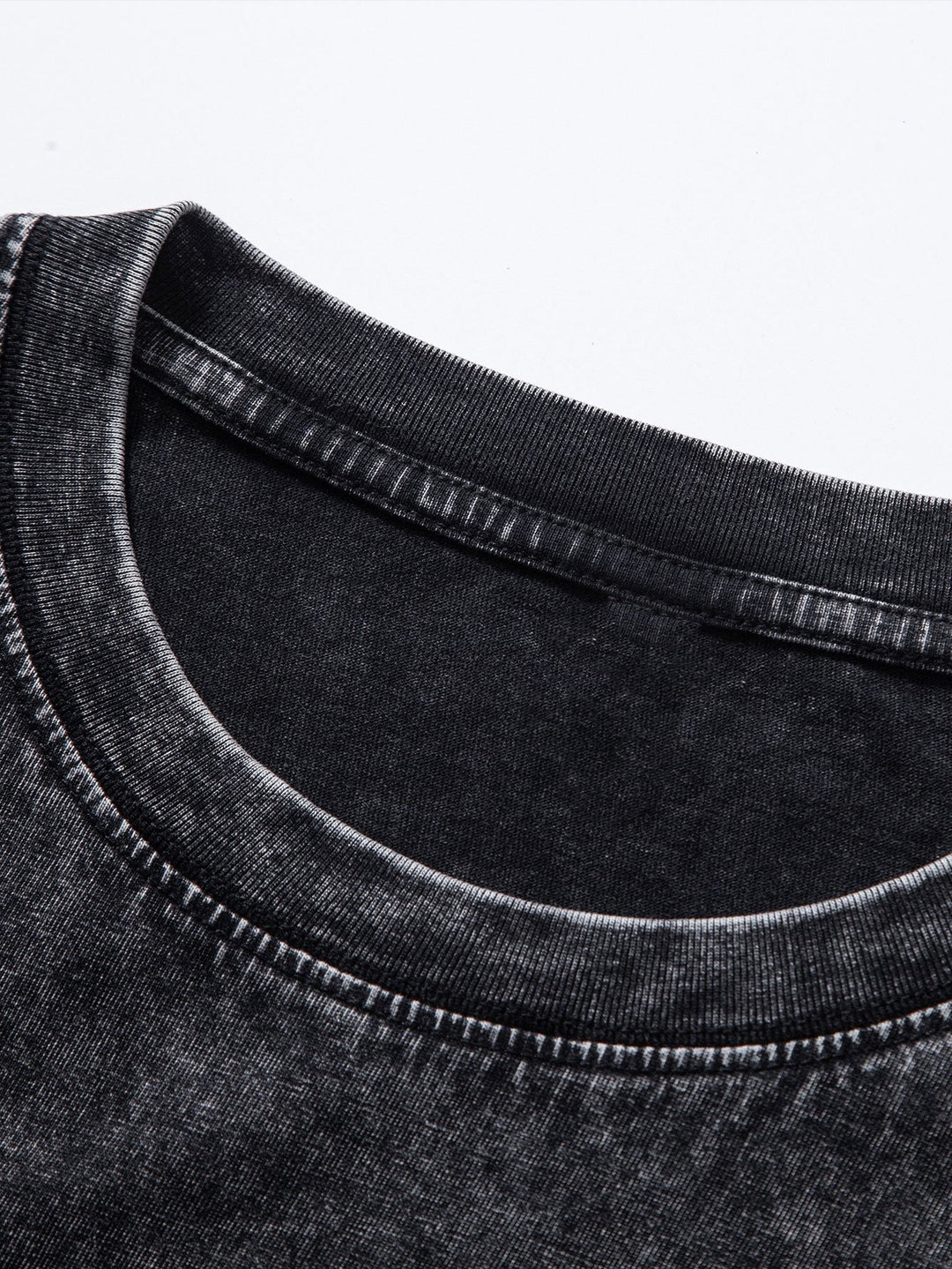 Relax Fit Lange Mouw Gewassen Versleten T-Shirt