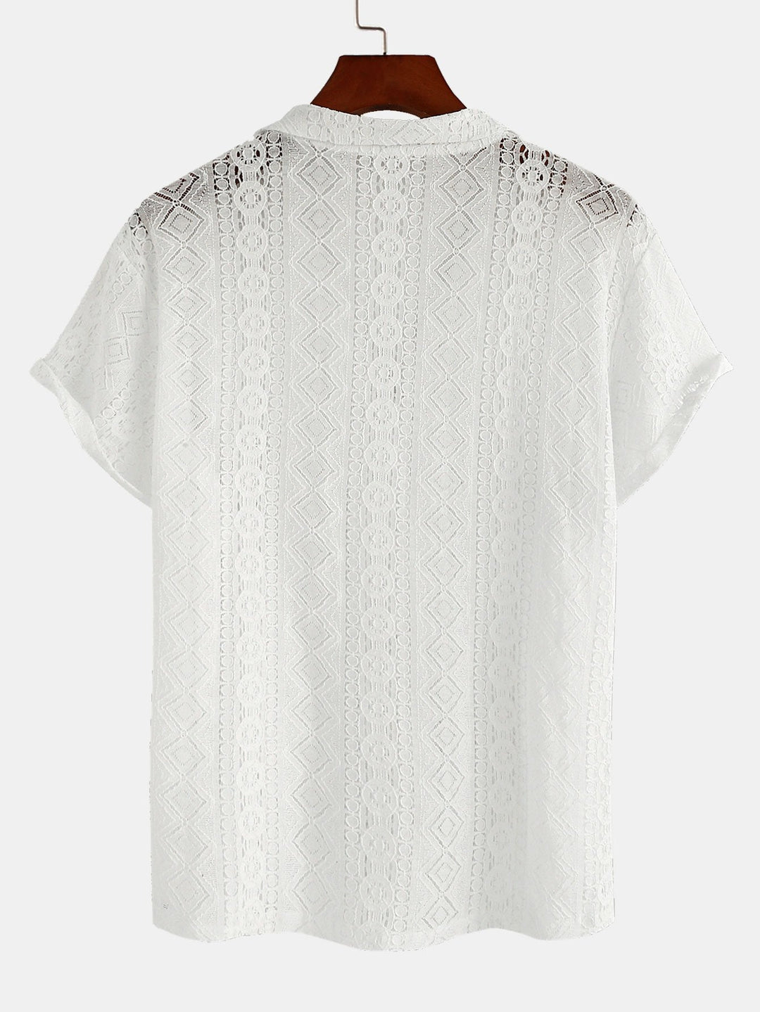 Geometrisch Textuur Cubaanse Shirt & Rechte Linnen Broek