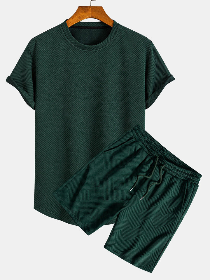 Korte Mouw Streep Jacquard Boog Hem T-Shirt & Shorts