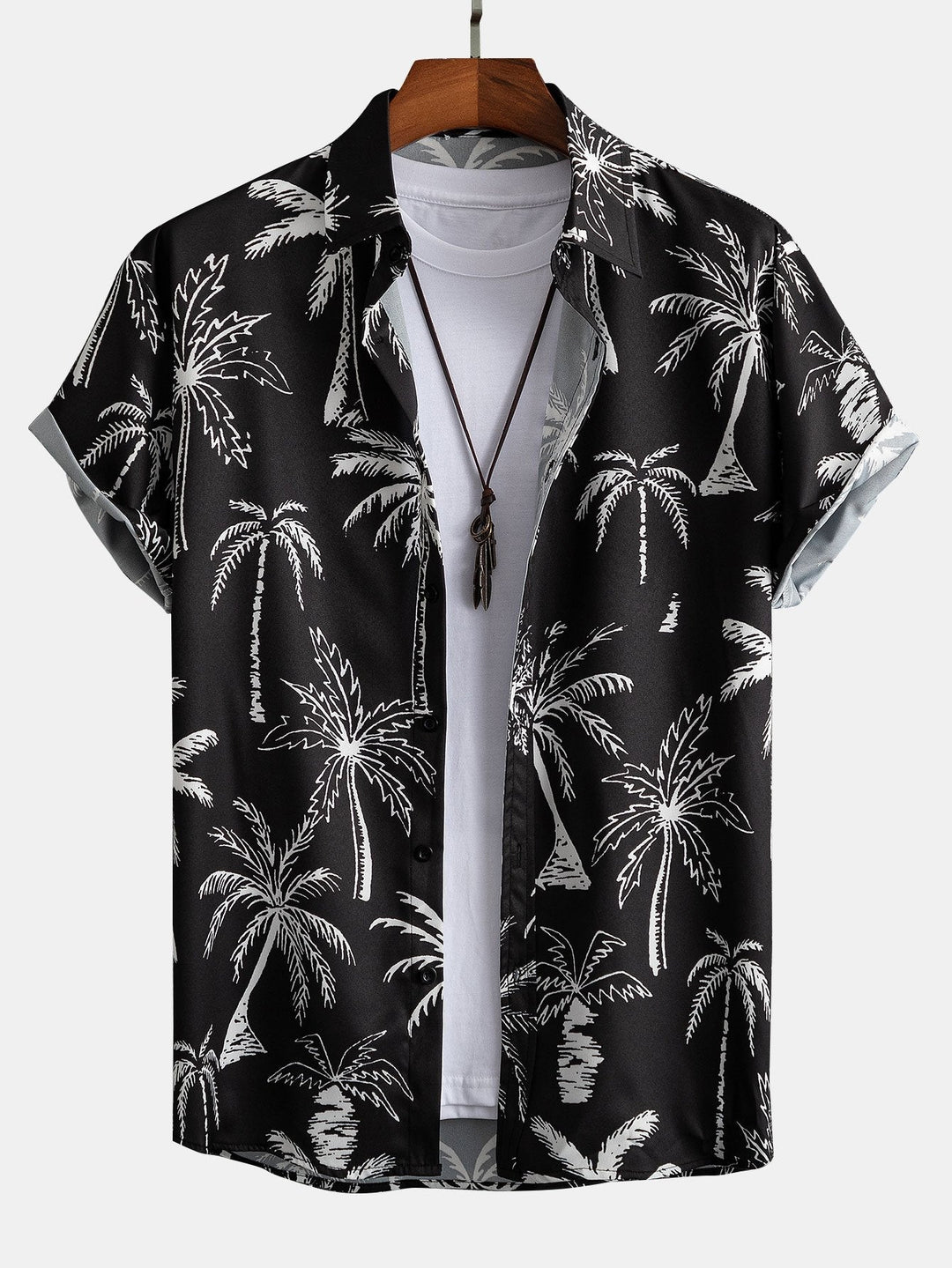 Palm Tree Print Button-Down Shirt & Swim Shorts