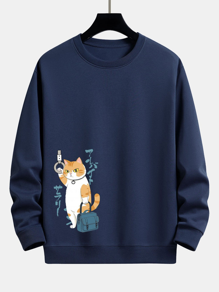 Kantoorwerker Kat Print Relax Fit Sweatshirt