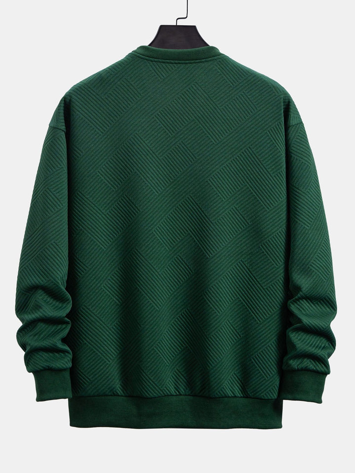 Relax Fit Geometrisch Gestreept Sweatshirt & Trekkoord Corduroy Cargo Jogger Broek