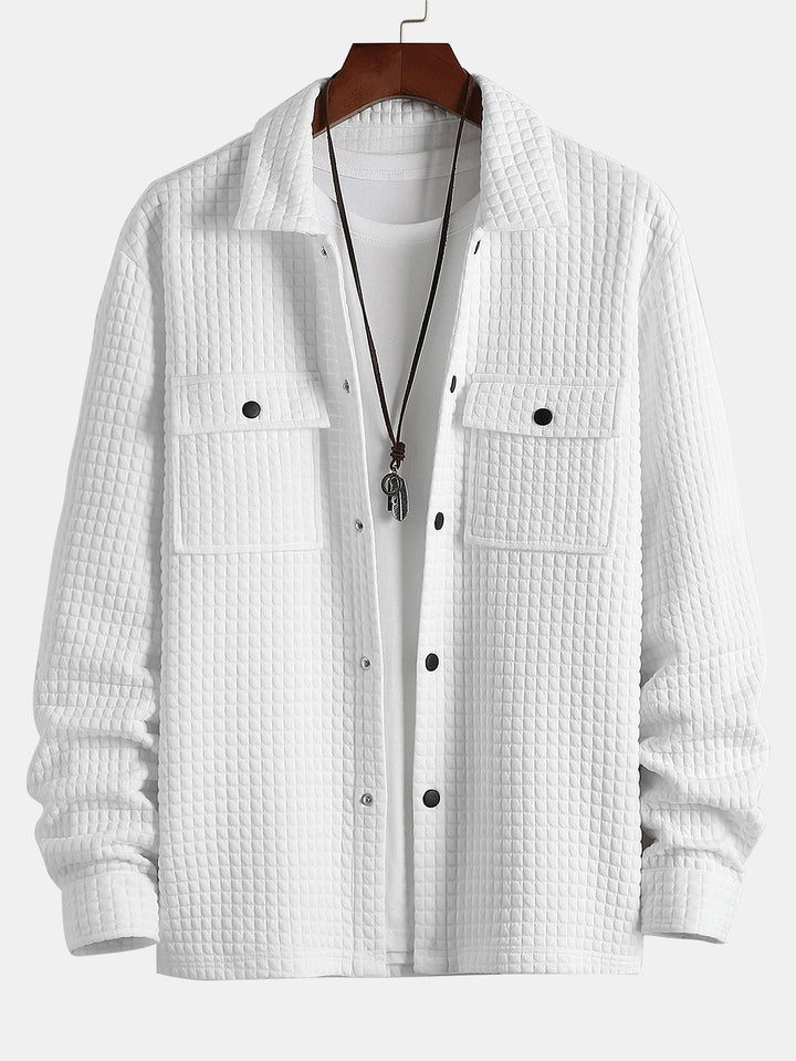 Gequilted Waffle Jacquard Overshirt & Trekkoord Waffle Joggingbroek
