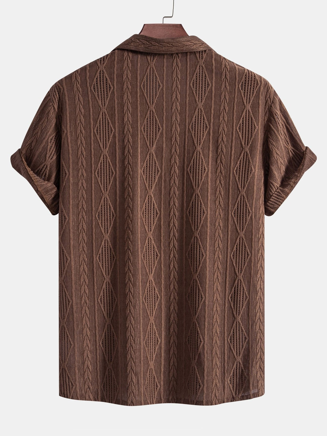 Geometrisch Jacquard Cubaanse Shirt & Linnen Katoen Mix Shorts