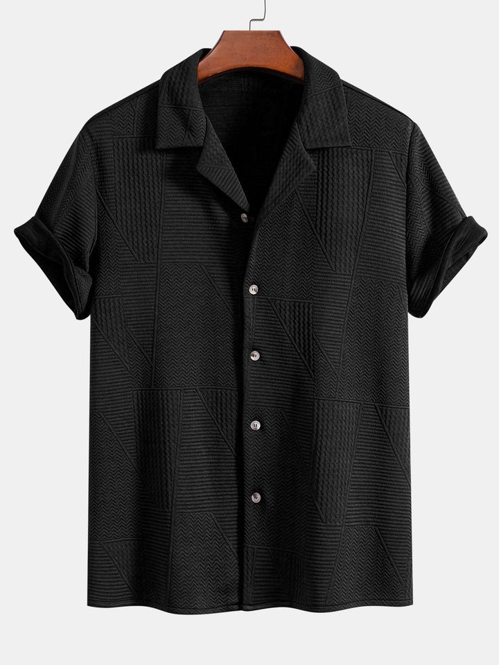 Korte Mouwen Geometrisch Textuur Cuban Shirt