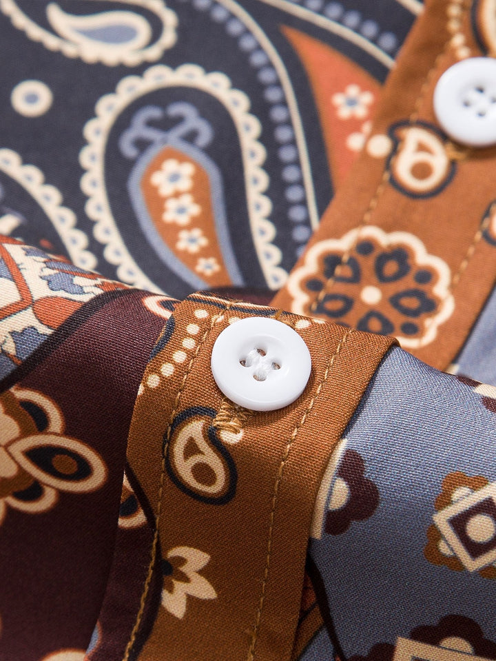 Paisley Patchwork Print Knop-Up Shirt & Shorts