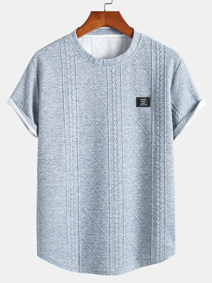 Korte Mouw Geometrisch Jacquard Boog Hem T-Shirt
