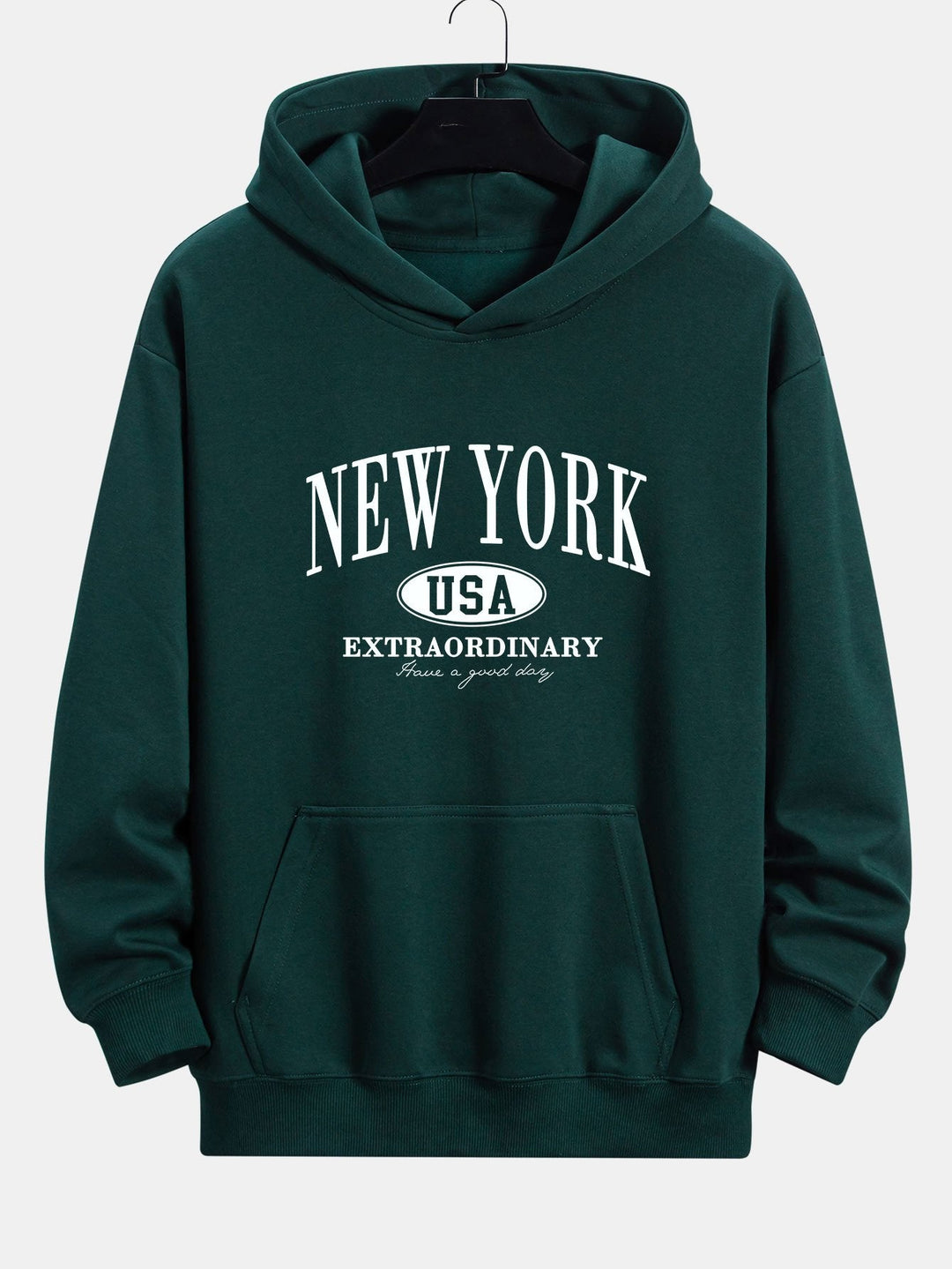 New York Print Relax Fit Hoodie & Rechte Pijpen Corduroy Broek