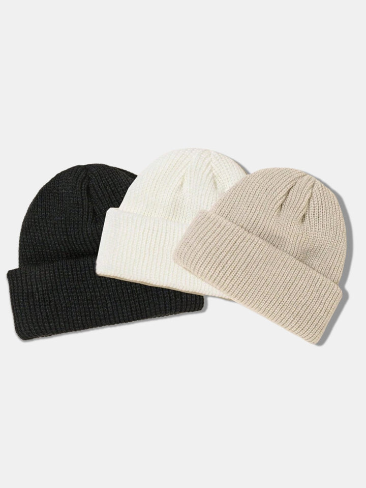 3 Stuks Solide Kleur Warme Gebreide Muts