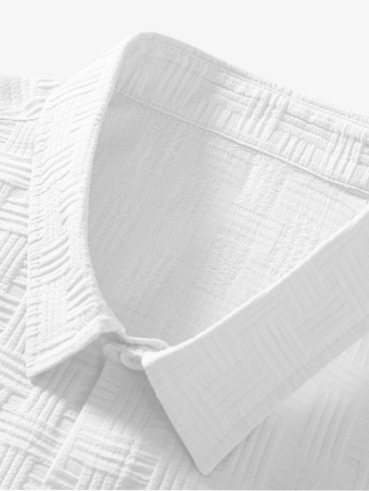 Stripe Jacquard Overhemd met Knopen & Shorts