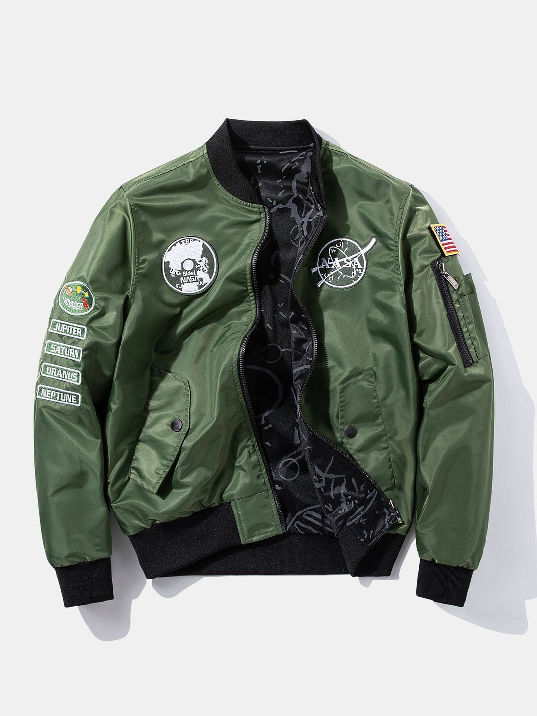 Reversible NASA Geborduurde Patch Bomberjack
