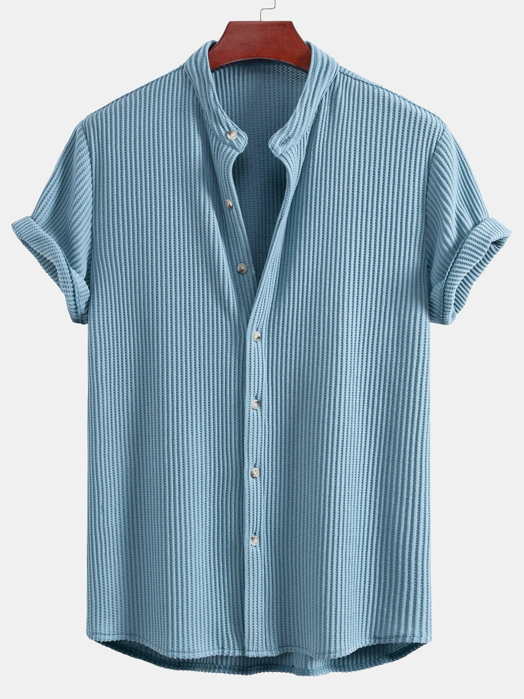 Wafel Stand Kraag Shirt & Trekkoord Wafel Shorts