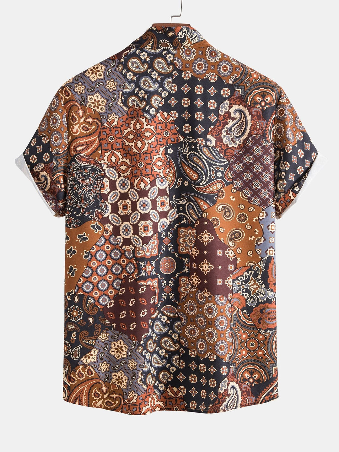 Paisley Patchwork Print Knop-Up Shirt & Shorts