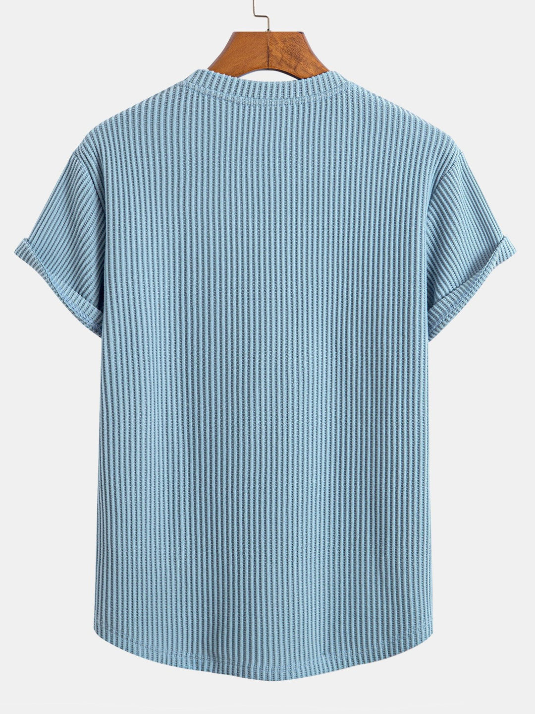 Gebreid Wafel Boog Hem T-Shirt & Trekkoord Wafel Korte Broek