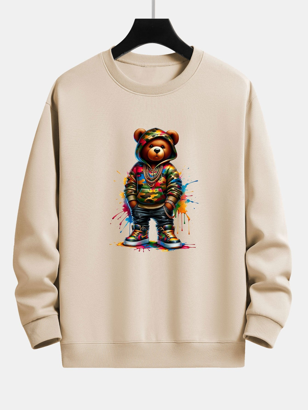 Kleur Splash Ink Camouflage Beerprint Relax Fit Sweatshirt