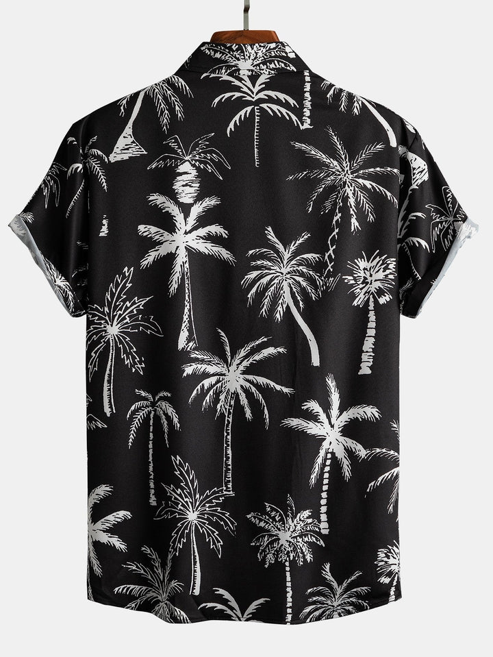 Palm Tree Print Button-Down Shirt & Swim Shorts