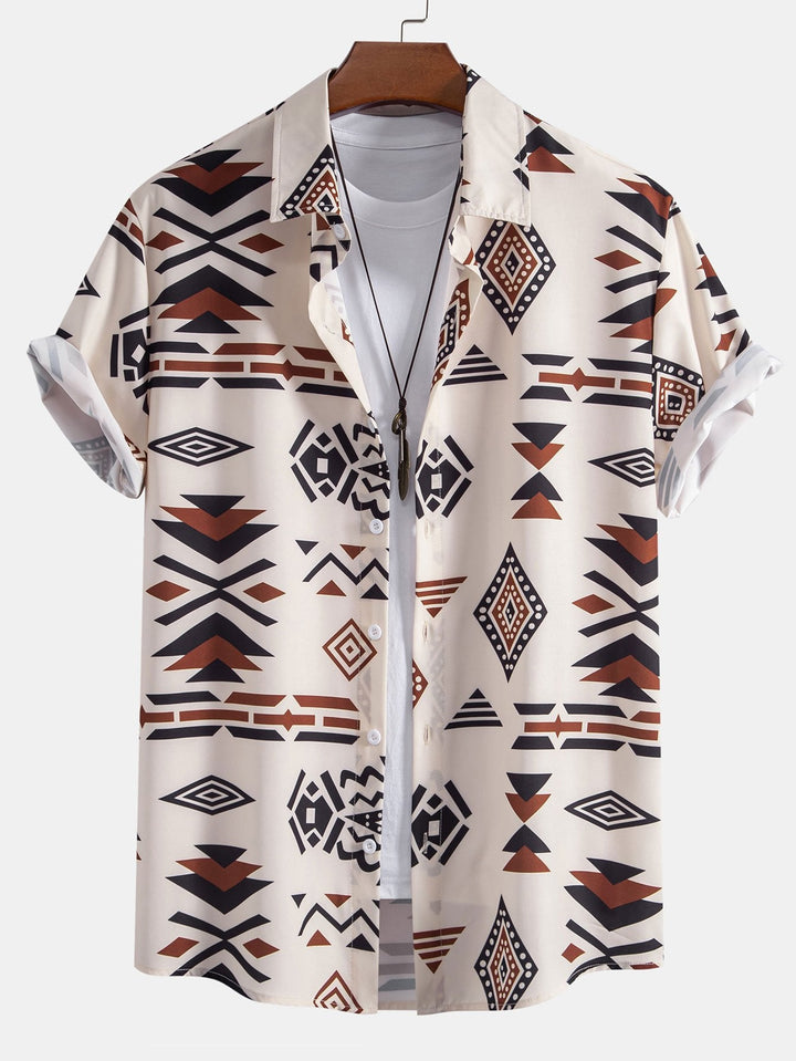 Azteeks Geometrisch Print Shirt & Zwemshorts
