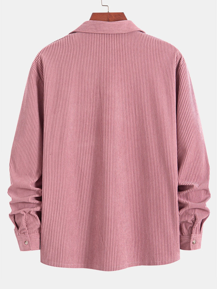 Lange Mouwen Corduroy Cubaanse Kraag Shirt