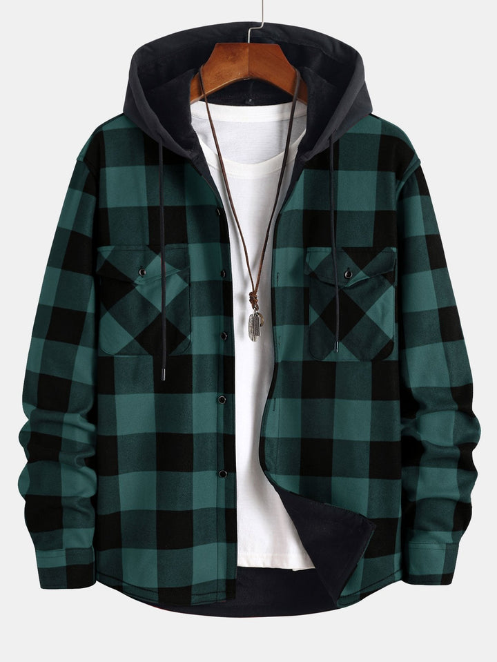 Flanellen fleece gevoerd hoodie shirt & jogger broek