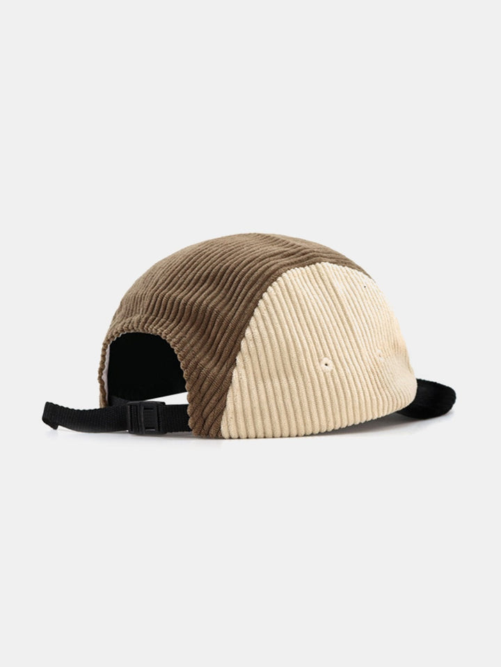 Slogan Patroon Kleur Blok Corduroy Baseball Cap