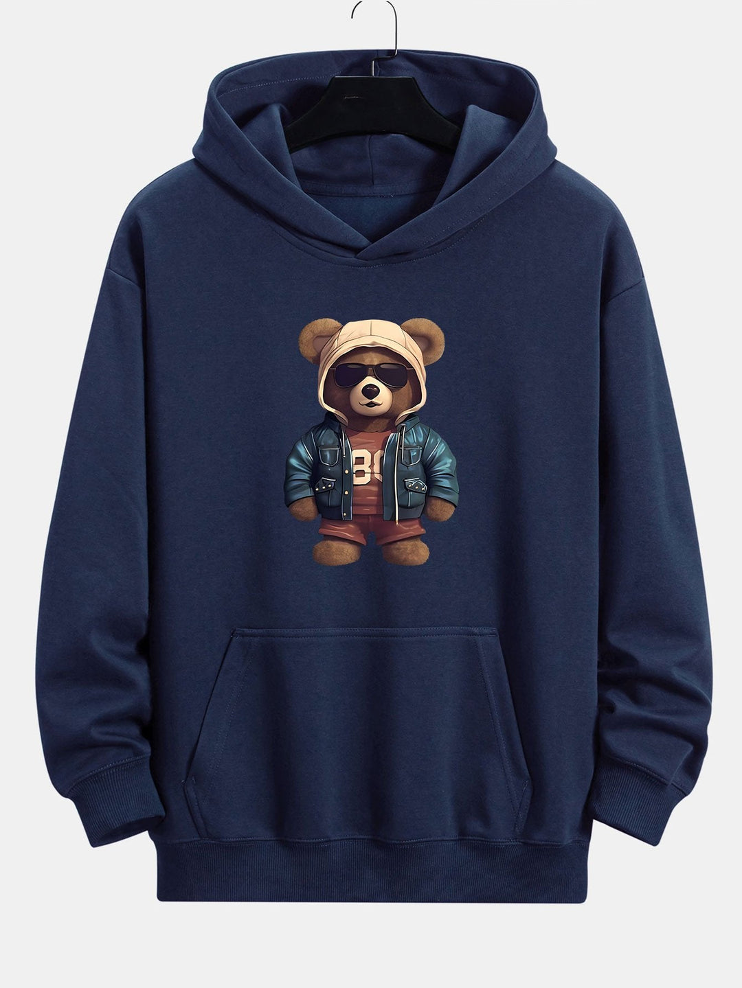 Bear In Leather Jacket Print Relax Fit Hoodie & Straight Leg Corduroy Pants