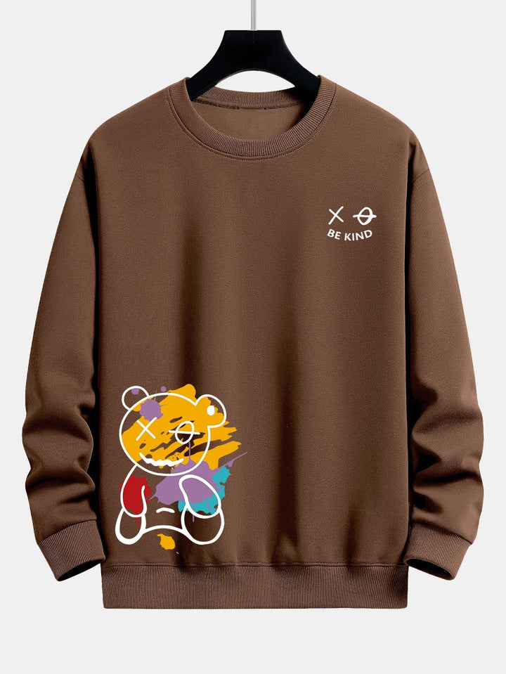 Graffiti Bear Print Relax Fit Sweatshirt & Joggingbroek