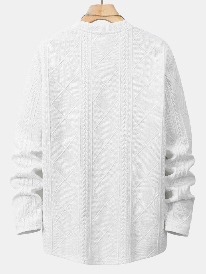 Langsleeve Geometrisch Jacquard Boog Hem T-Shirt & Trekkoord Corduroy Cargo Jogger Broek