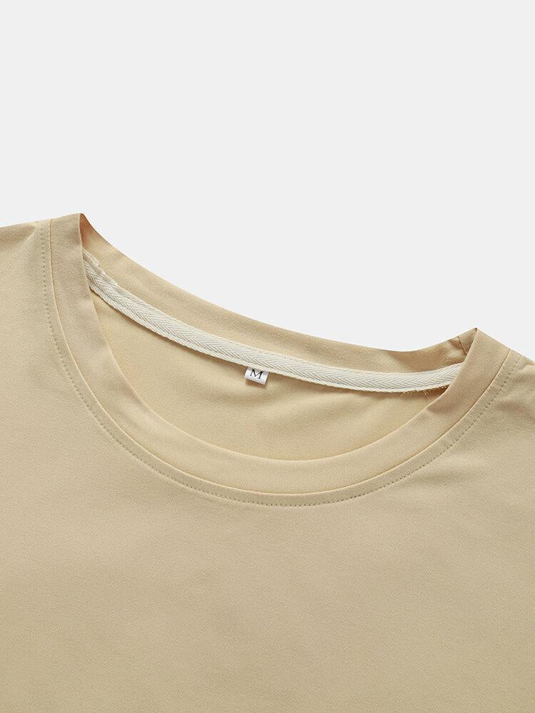 Solid Kleur Arc Hem T-Shirt