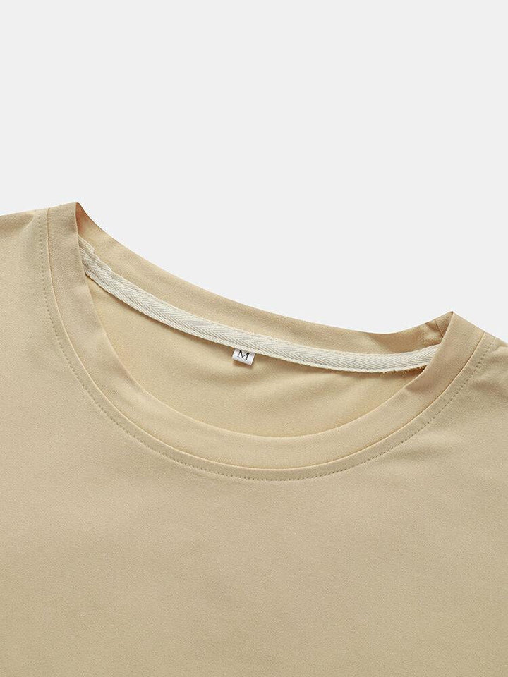 Solid Kleur Arc Hem T-Shirt