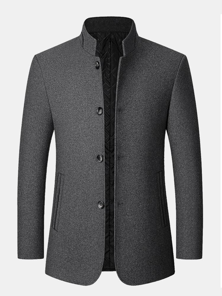 Staande Kraag Wol Gemengde Blazer
