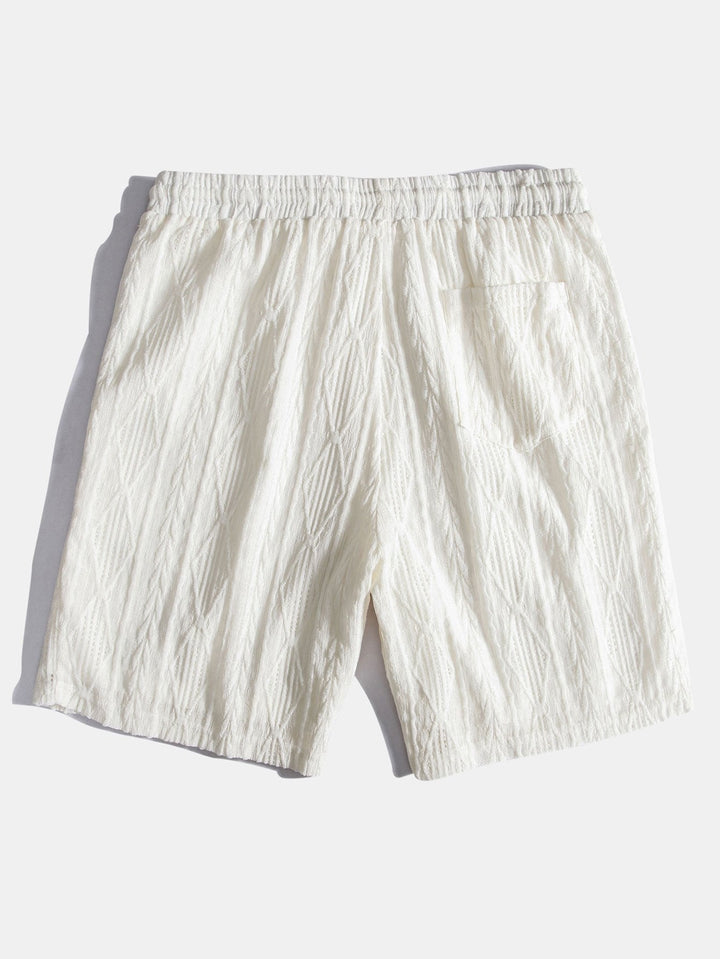 Geometrisch Jacquard Cubaanse Shirt & Textuur Shorts Met Voering