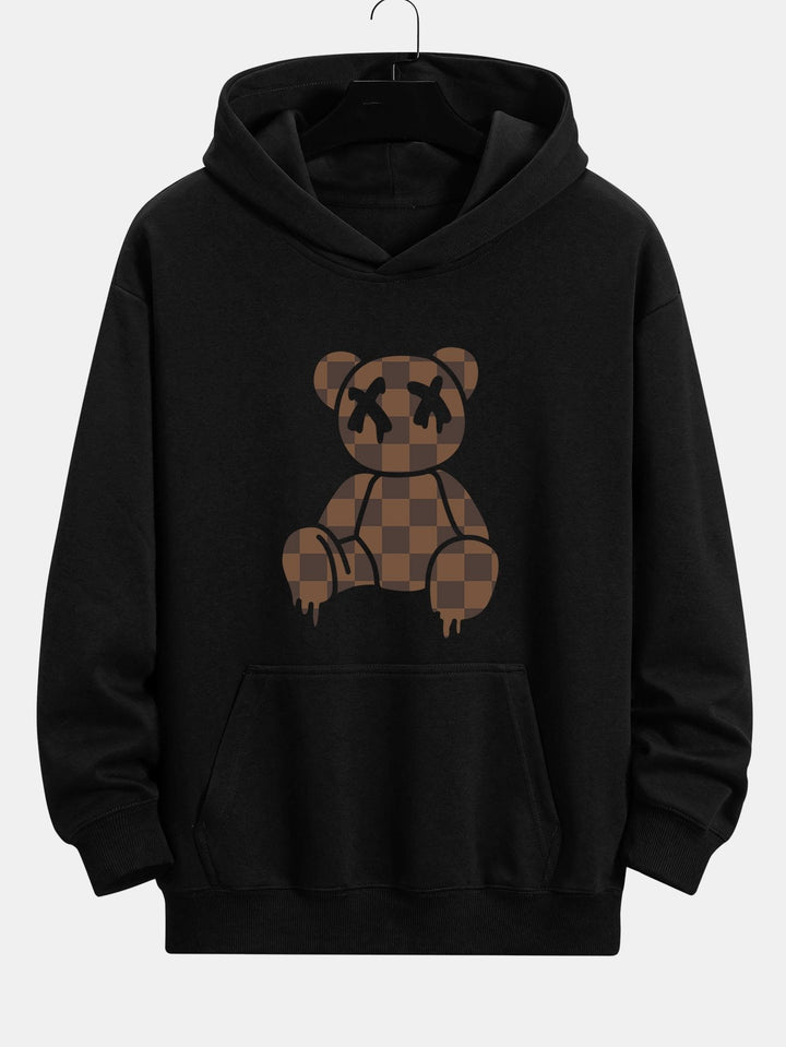 Geruite Oplosbare Beerprint Relax Fit Hoodie & Rechte Pijpen Corduroy Broek