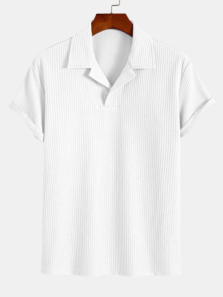 Geribbelde Cubaanse Kraag Polo & Rechte Geribbelde Broek