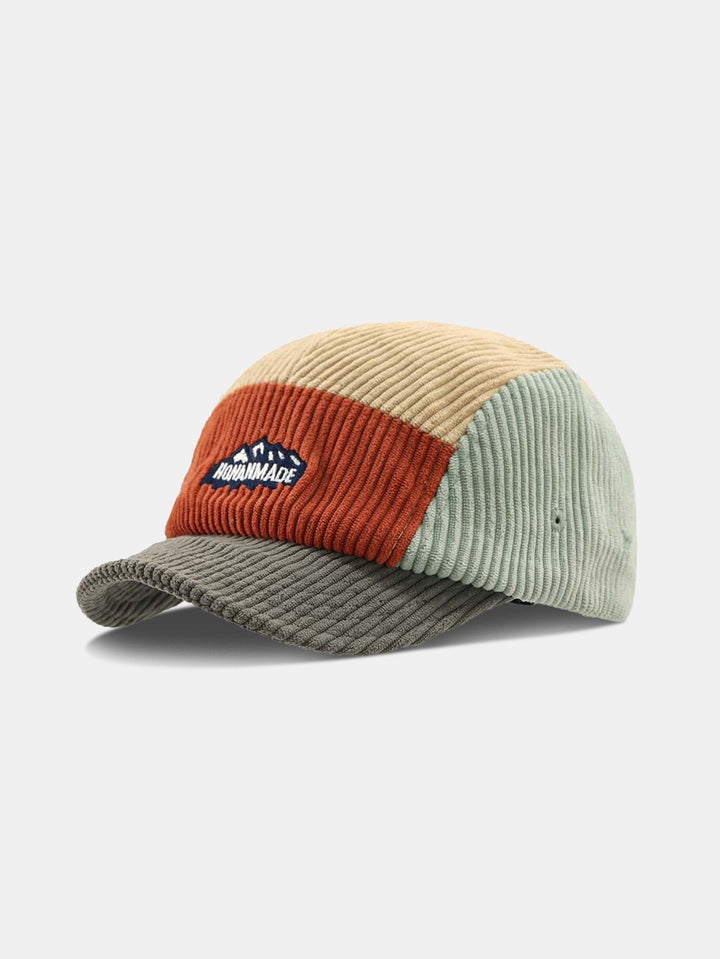 Slogan Patroon Kleur Blok Corduroy Baseball Cap
