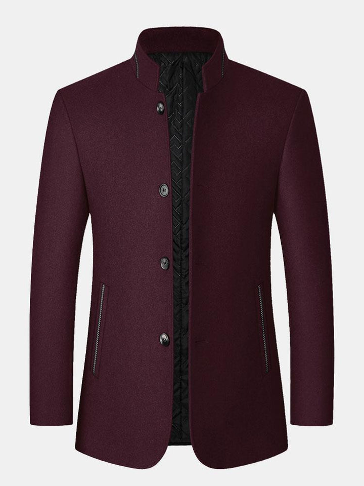 Staande Kraag Wol Gemengde Blazer