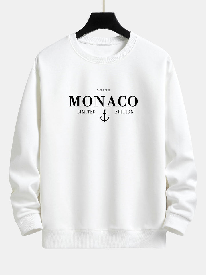 Monaco Slogan Print Relax Fit Sweatshirt & Rechte Pijpen Corduroy Broek