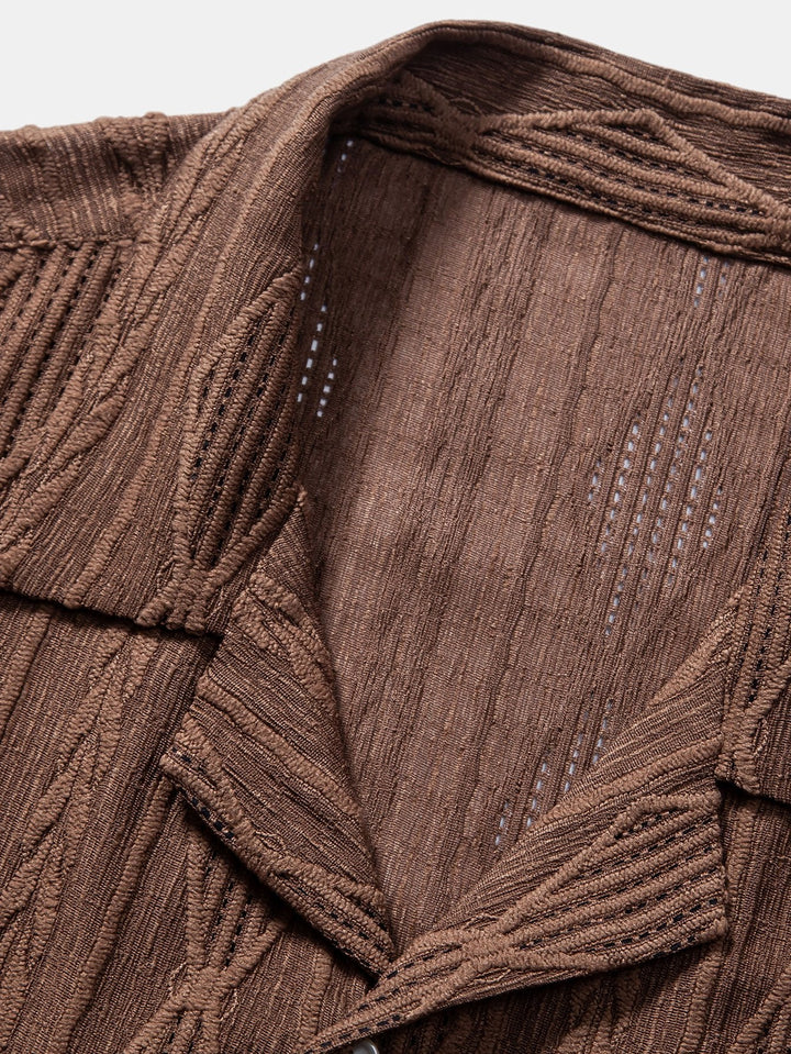 Geometrisch Jacquard Cubaanse Shirt & Textuur Shorts Met Voering