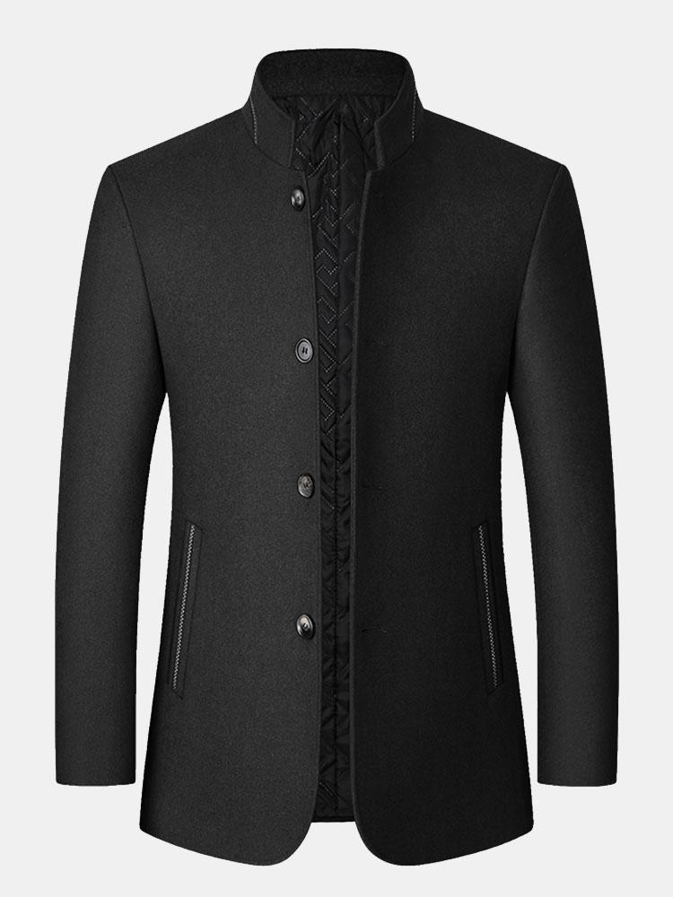 Staande Kraag Wol Gemengde Blazer