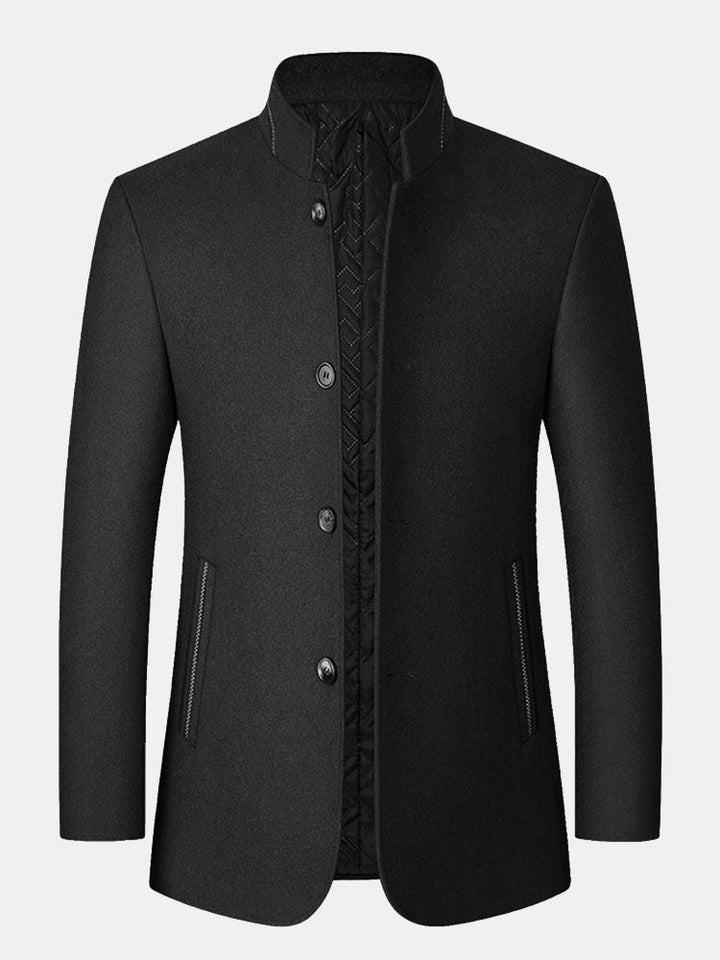 Staande Kraag Wol Gemengde Blazer
