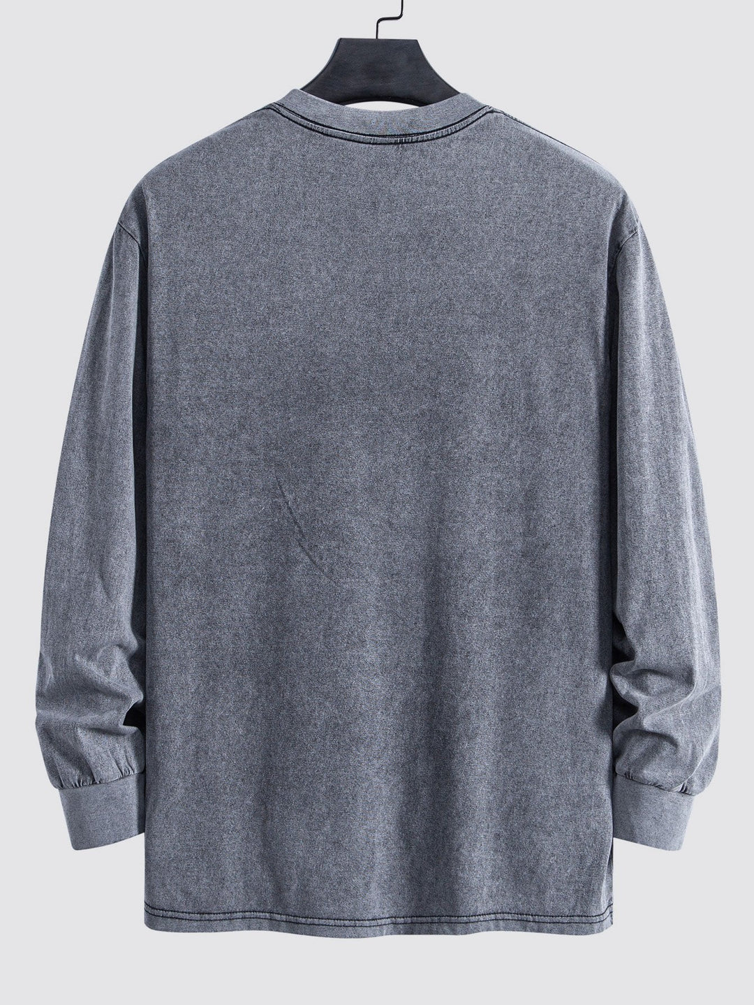 Relax Fit Lange Mouw Gewassen Versleten T-Shirt