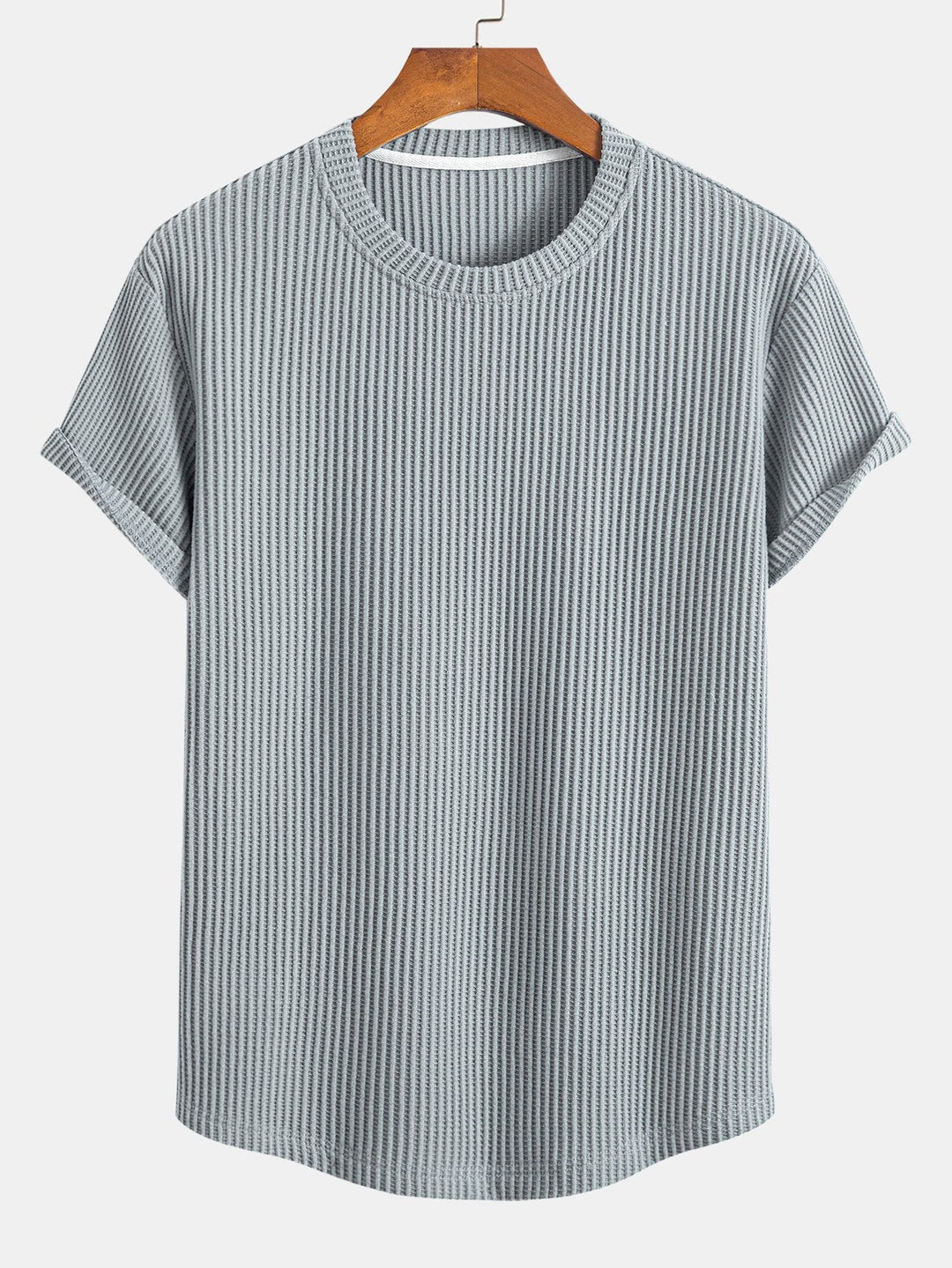 Gebreid Wafel Boog Hem T-Shirt & Trekkoord Wafel Korte Broek