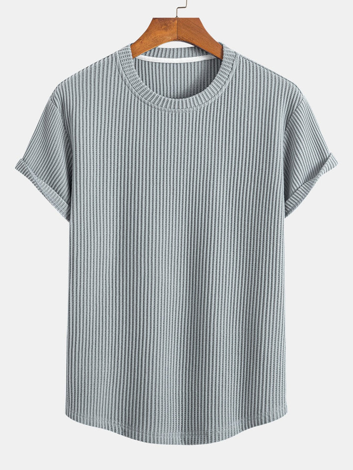 Gebreid Wafel Boog Hem T-Shirt & Trekkoord Wafel Korte Broek