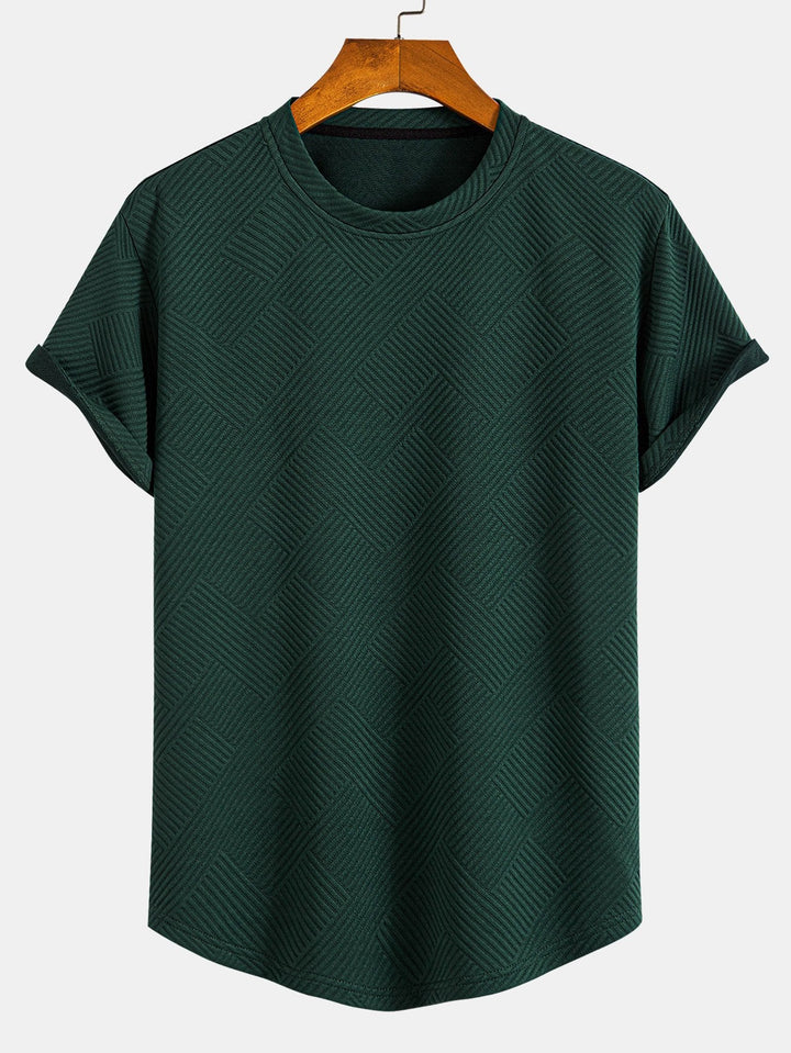 Korte Mouwen Streep Jacquard Boog Hem T-Shirt