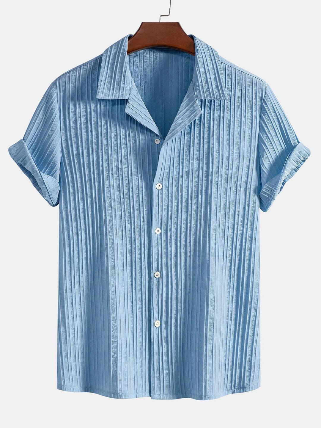 Striped Jacquard Cuban Collar Shirt & Straight Linen Pants