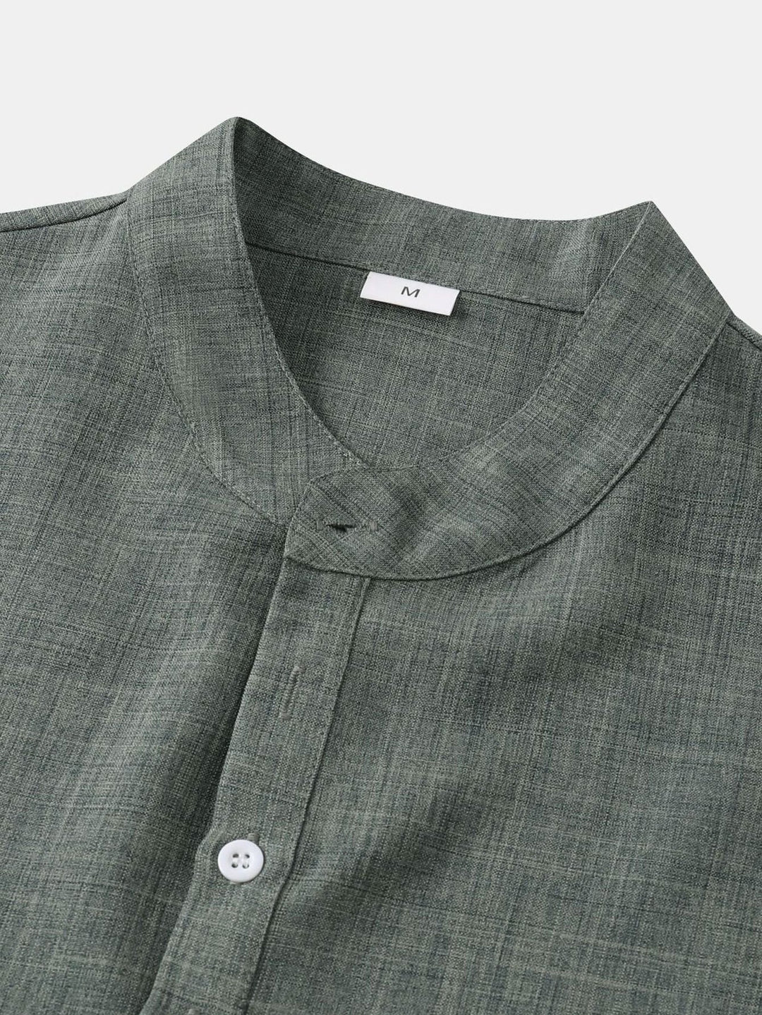 Korte Mouwen Linnen Look Henley Shirt