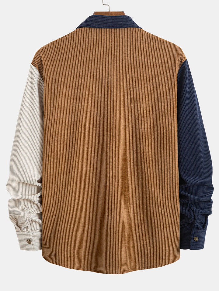 Corduroy Patchwork Shirt & Rechte Pijpen Corduroy Broek